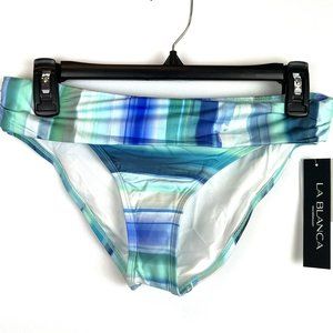 La Blanca Women’s Blue Striped Bikini Bottom Size 4
